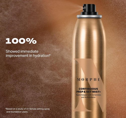 Morphe Jumbo Continuous Prep & Set Face Mist - Hydrating Makeup Setting Spray with Ceramides & Antioxidants | 6.5 oz