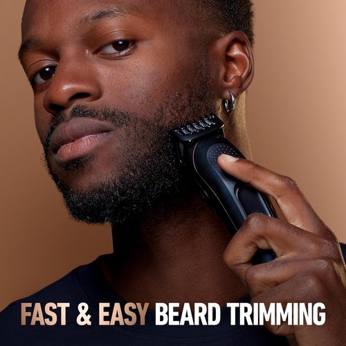 King C. Gillette Cordless Beard Trimmer - Complete Kit with 3 Combs, Cleaning Brush & Travel Bag - Blue