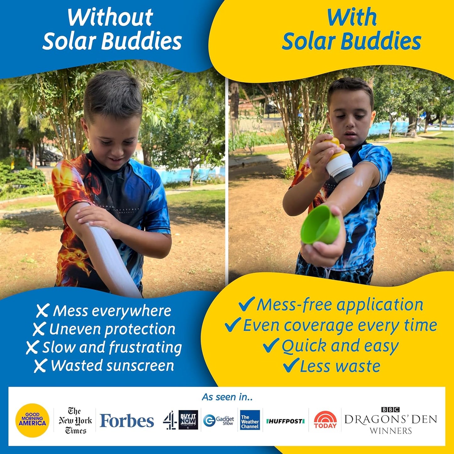 Solar Buddies Sunscreen Applicator - Refillable Roll-On Sponge for Kids & Adults | 3.4fl oz Green
