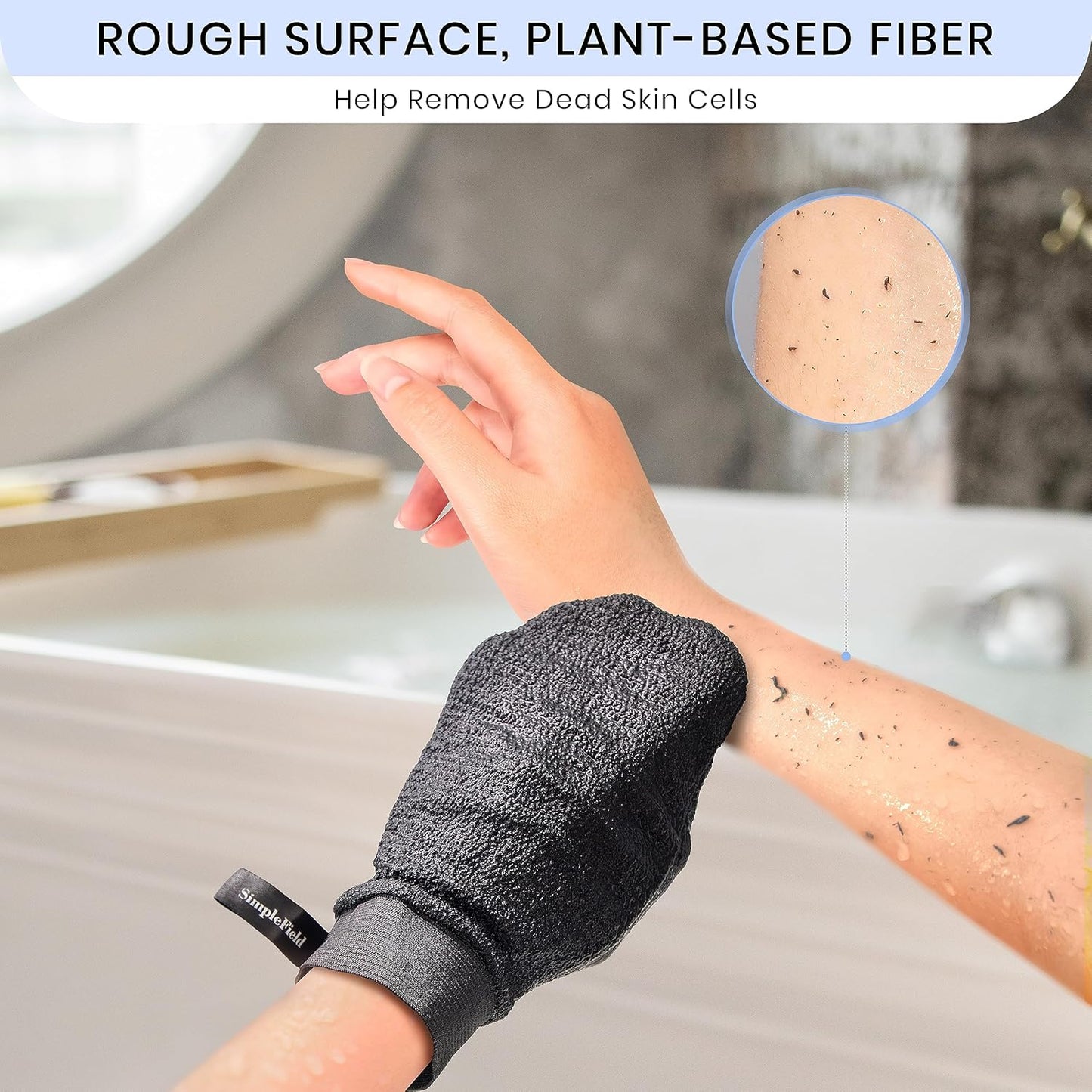 SimpleField Korean Exfoliating Mitt - 100% Viscose Deep Kessa Glove for Smooth Skin & Self-Tanning Removal | 1 Piece