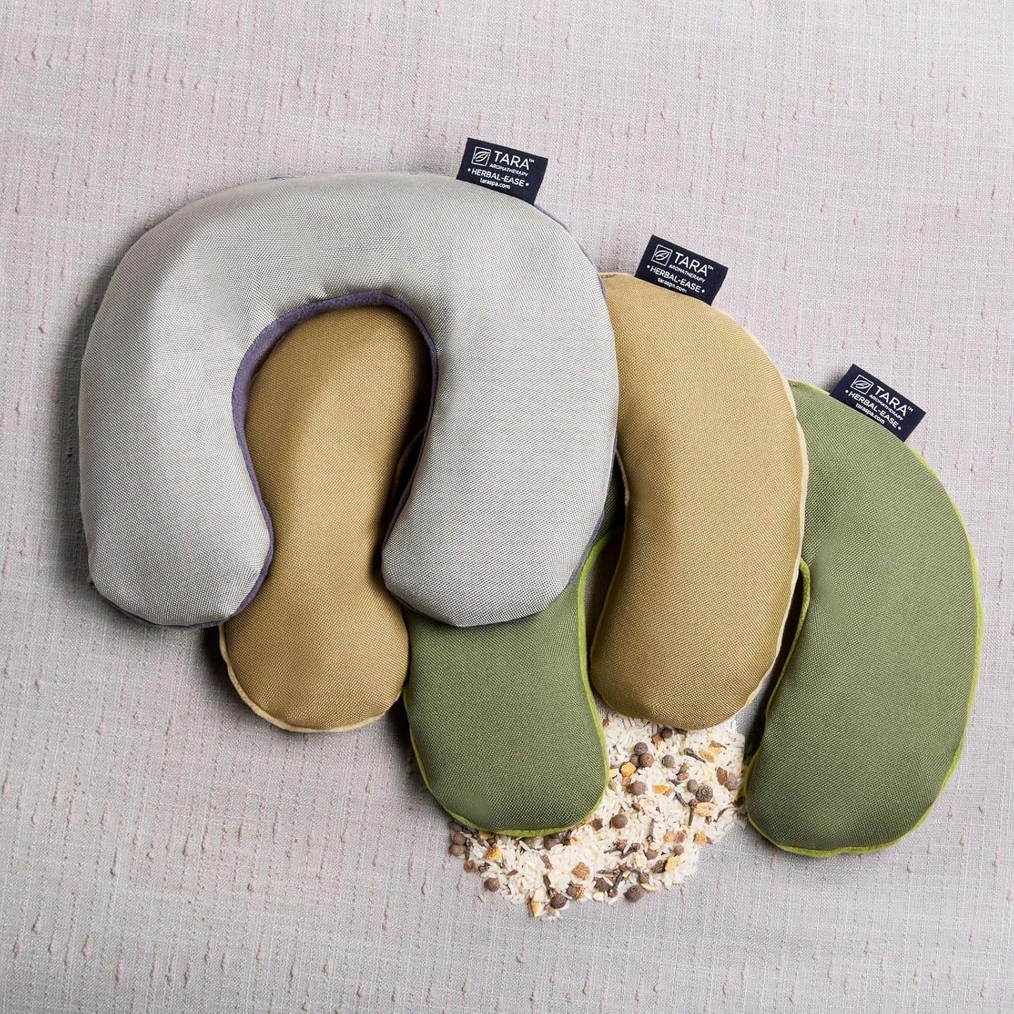 TARA Spa Therapy Aromatherapy Pillow Set - Herbal-Ease Neck & Silk Eye Pillow in Chai