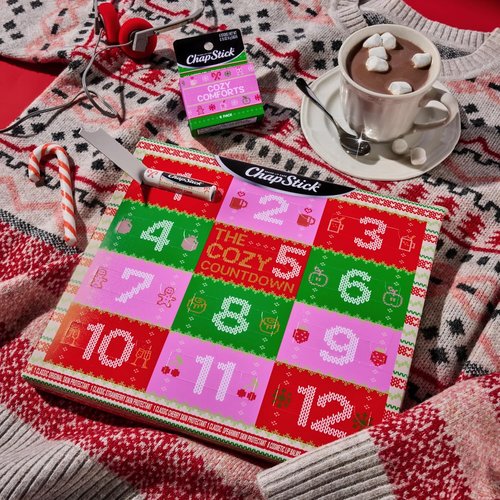 ChapStick Advent Calendar 2025 - 12-Pack Variety Lip Balm Gift Set for Holiday Cheer | Perfect for All Ages