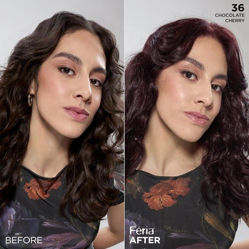 L'Oreal Paris Feria Hair Color | Multi-Faceted Shimmering Permanent Dye - 36 Chocolate Cherry, 1 Kit