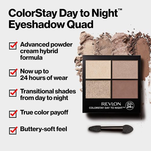 Revlon ColorStay Eyeshadow Quad - Longwear Palette with Transitional Shades | Crease & Smudge Proof, 0.16 oz