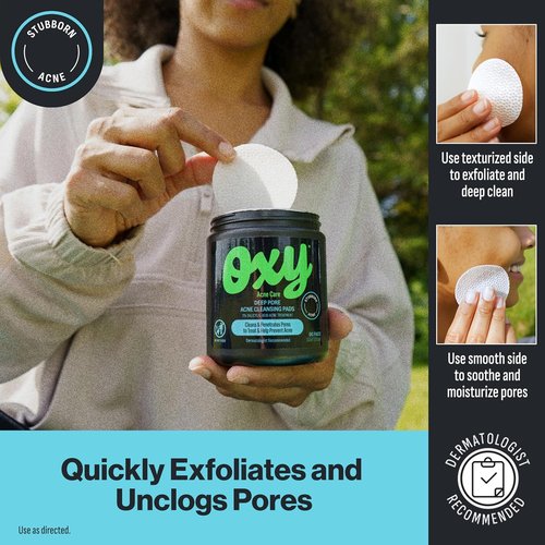 Oxy Deep Pore Acne Cleansing Pads - Maximum Strength 2% Salicylic Acid Treatment | 55 Pads for Breakouts & Blackheads