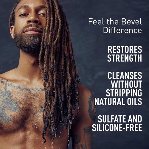 Bevel Shampoo for Men - Sulfate-Free Coconut Oil & Shea Butter Formula for Curly Hair, 12 Oz