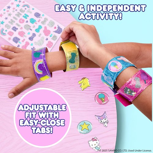 Hello Kitty® and Friends Sparkle Bracelets, Customize 4 Reversible Glitter Bracelets for Kids with Puffy Stickers, Kawaii Jewelry Craft, Cute Girls' Jewelry Kit, DIY Accessories Gift Ages 3+