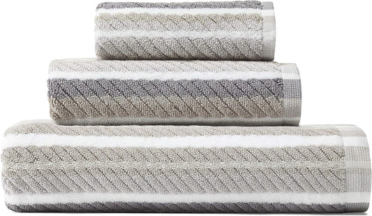 Tommy Bahama - 100% Absorbent Cotton Bathroom Towel Set | Low-Linting & Fade-Resistant (Ocean Bay Grey, 3 Piece)