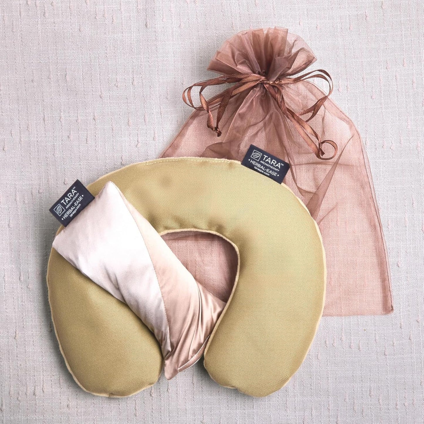 TARA Spa Therapy Aromatherapy Pillow Set - Herbal-Ease Neck & Silk Eye Pillow in Chai