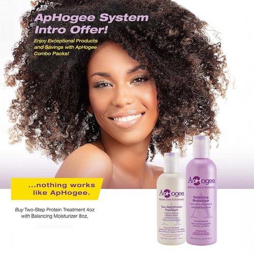 Aphogee Hair Care Double Bundle – Two-Step Protein Treatment (4 fl oz) & Balancing Moisturizer (8 fl oz)