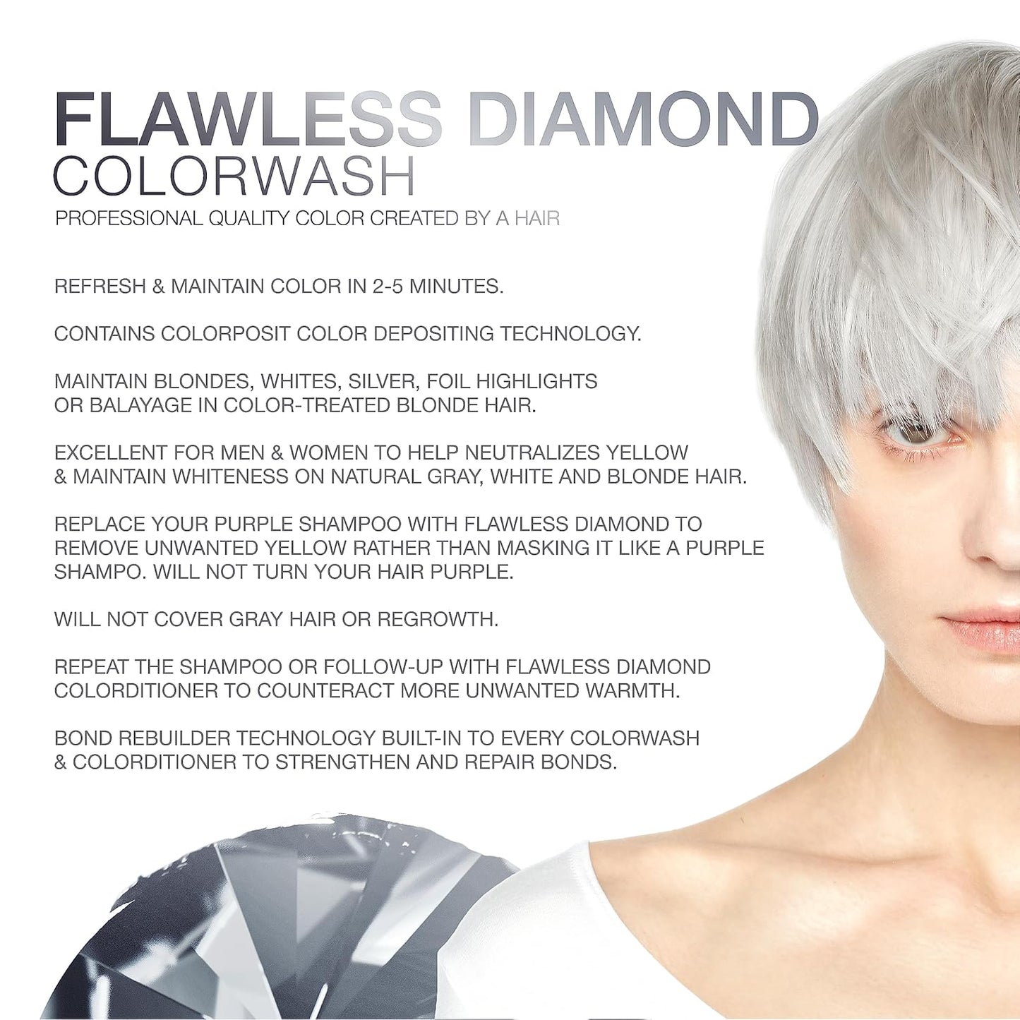 Celeb Luxury Gem Lites Colorwash - Professional Semi-Permanent Hair Color Shampoo | Flawless Diamond, 8.25 Fl Oz