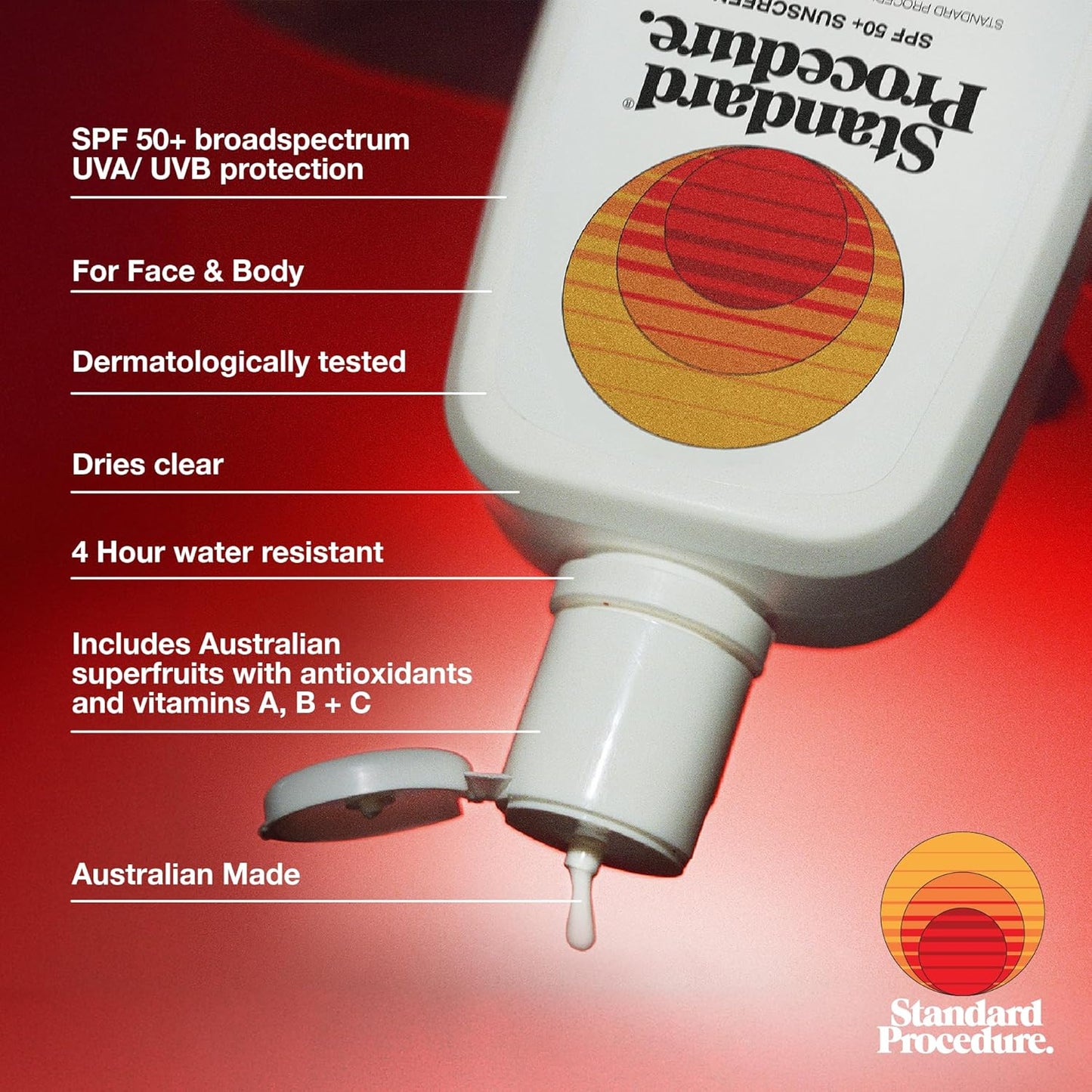 Standard Procedure SPF 50+ Sunscreen - Broad Spectrum Face & Body Sunblock for Sensitive Skin, 8.5 oz