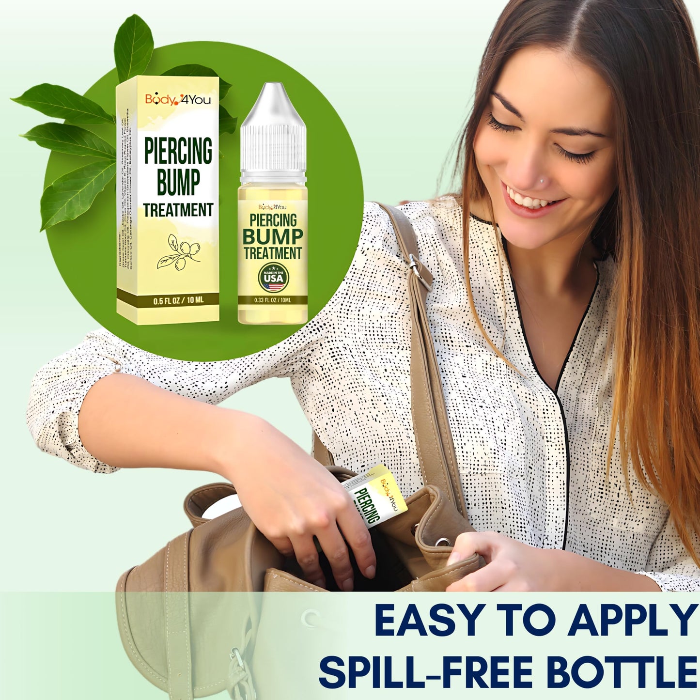 BodyJ4You Piercing Bump Treatment Keloid Bump Removal | Nose Piercing Cleaner Ear Piercing Cleaning Solution | Bump Shrinking Drops Keloid Bump Removal | Aftercare Piercing Solution | 4 x 0.33 Fl Oz