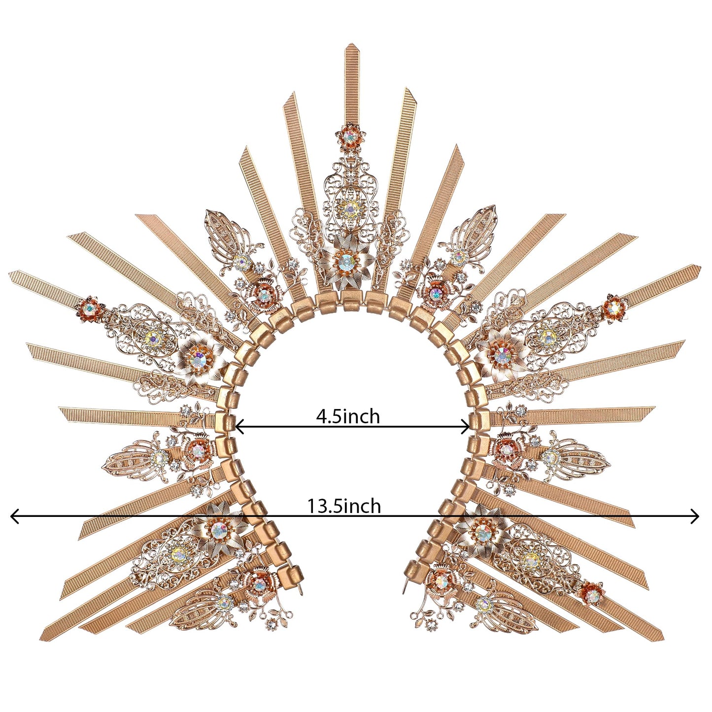 COSUCOS Gold Halo Sunburst Spike Crown - Zip Tie Greek Costume Goddess Headpiece Medusa Queen Adult Headdress Flower Piece Crown Headband Accessories