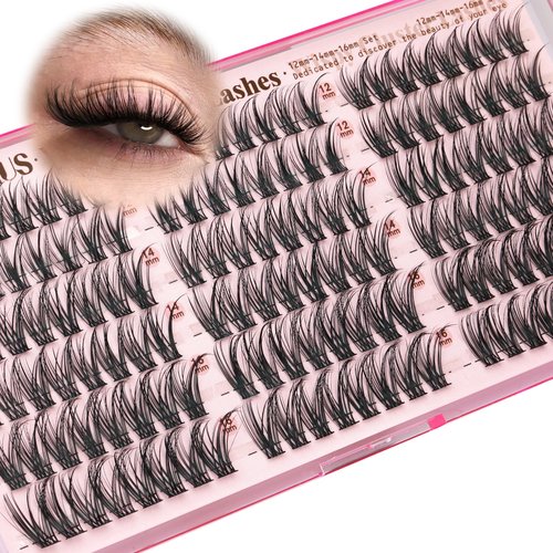 Goddvenus Wispy Natural Lash Clusters CC Curl DIY Cluster Eyelash Extensions for Clean Makeup, Individual False Eyelashes Cat Eye Lash Clusters