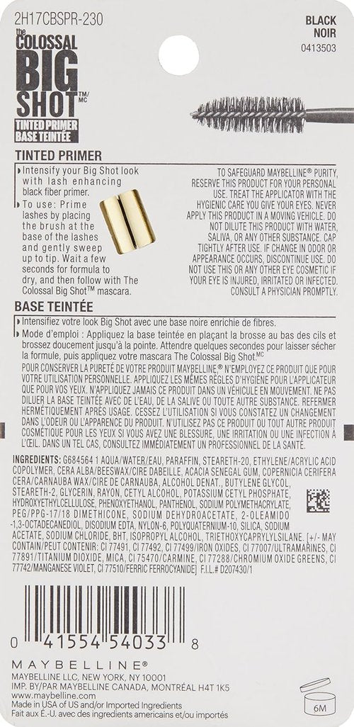 Maybelline New York Tinted Primer - Volume Express The Colossal Big Shot, Black, 0.26 Fl Oz