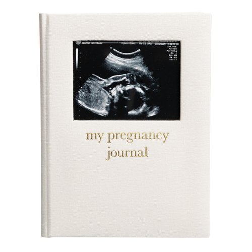 Pearhead Pregnancy Journal, Linen Guided Pregnancy Memory Book with Sonogram Photo Insert, Beige