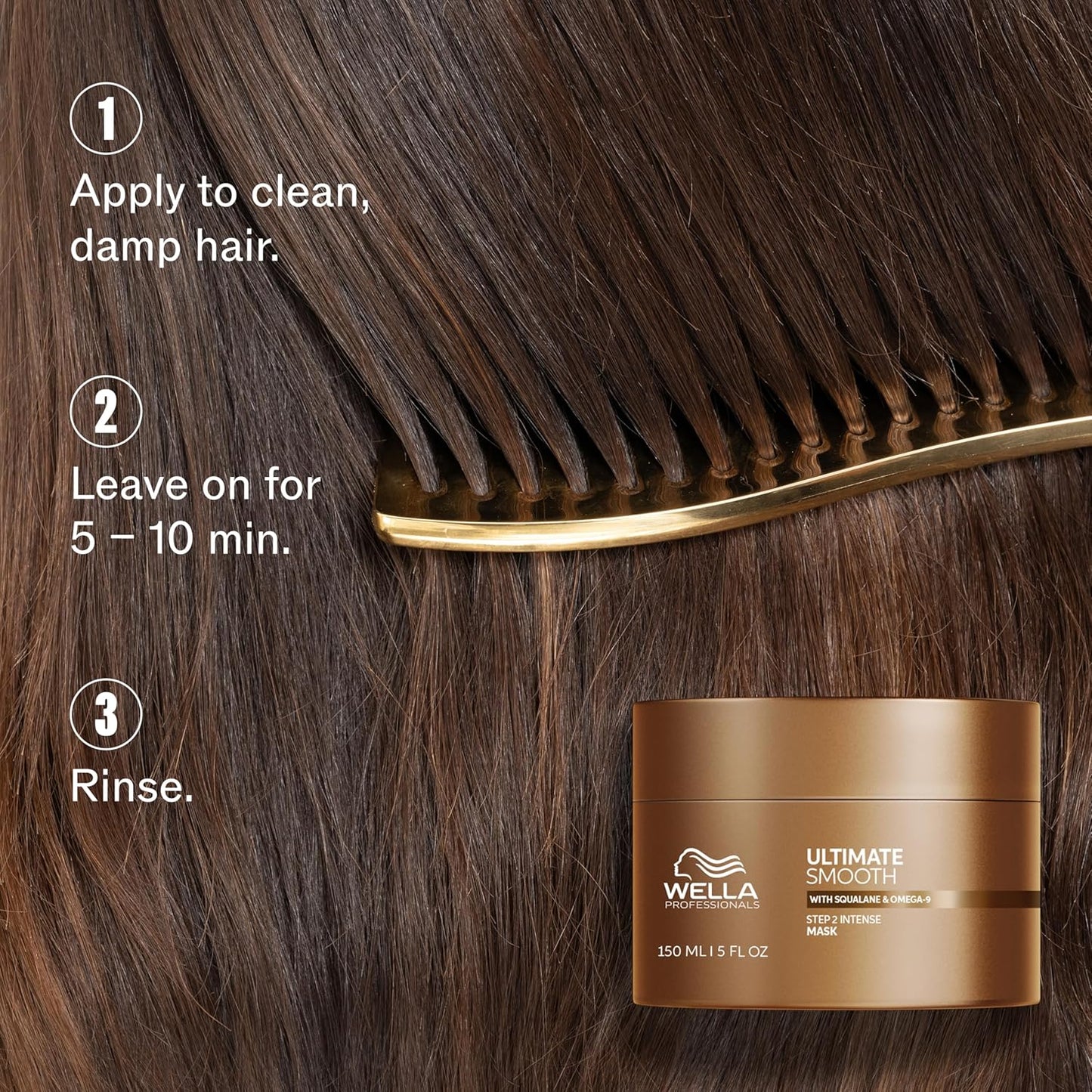 Wella Professionals ULTIMATE SMOOTH Intense Mask - Deep Nourishment Treatment for Dry, Frizzy Hair | Color Safe, Silky Shine with Squalane & Omega 9