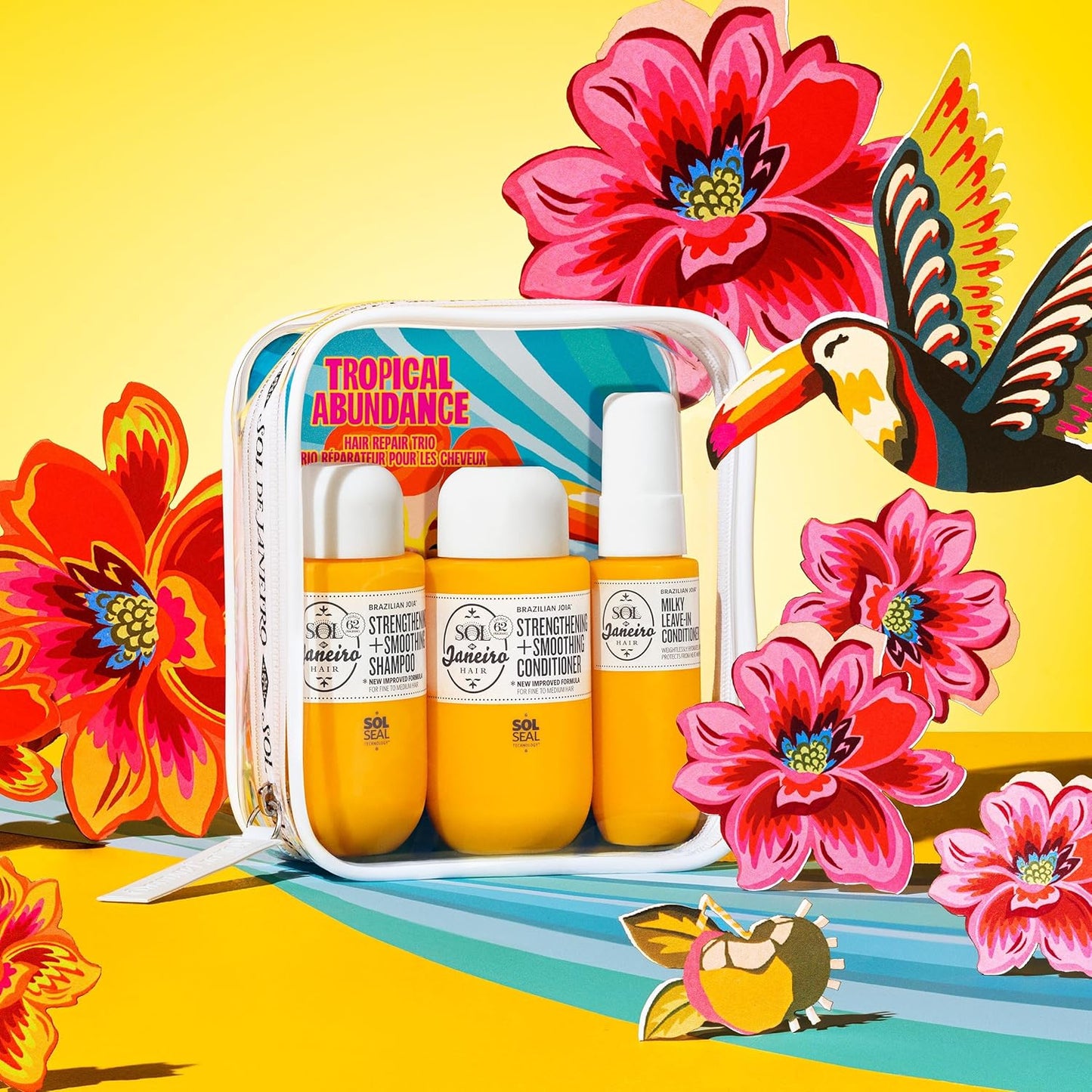Sol de Janeiro Tropical Abundance Hair Repair Trio Travel Set - Sulfate Free Shampoo & Conditioner | TSA Friendly