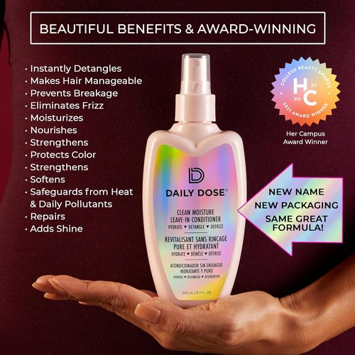 DAILY DOSE Clean Moisture Leave-In Conditioner Spray - Award-Winning Detangler for Dry, Damaged Hair | Vegan & Sulfate-Free