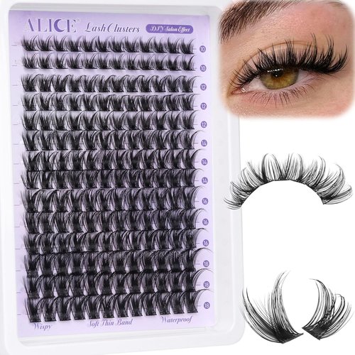 ALICE Lash Clusters - Wispy Eyelash Extensions for Natural Volume | 10-18mm, 168pcs, Soft Thin Band