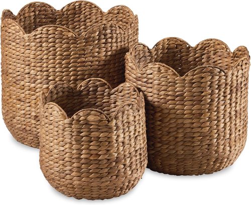 Best Choice Products 3pc Water Hyacinth Nesting Baskets - Stylish Storage Bins for Home Organization | Chestnut
