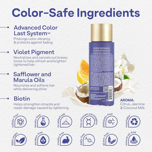 Colorproof Daily Blonde Conditioner - 8.5 Fl. Oz. Purple Formula for Blonde Hair | Sulfate-Free, Detangling & Toning with Citrus, Jasmine & Coconut Milk Scent