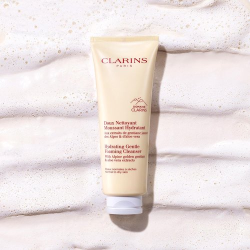 Clarins Hydrating Gentle Foaming Face Cleanser - Soothes & Softens with Aloe Vera | Soap-Free for Normal to Dry Skin