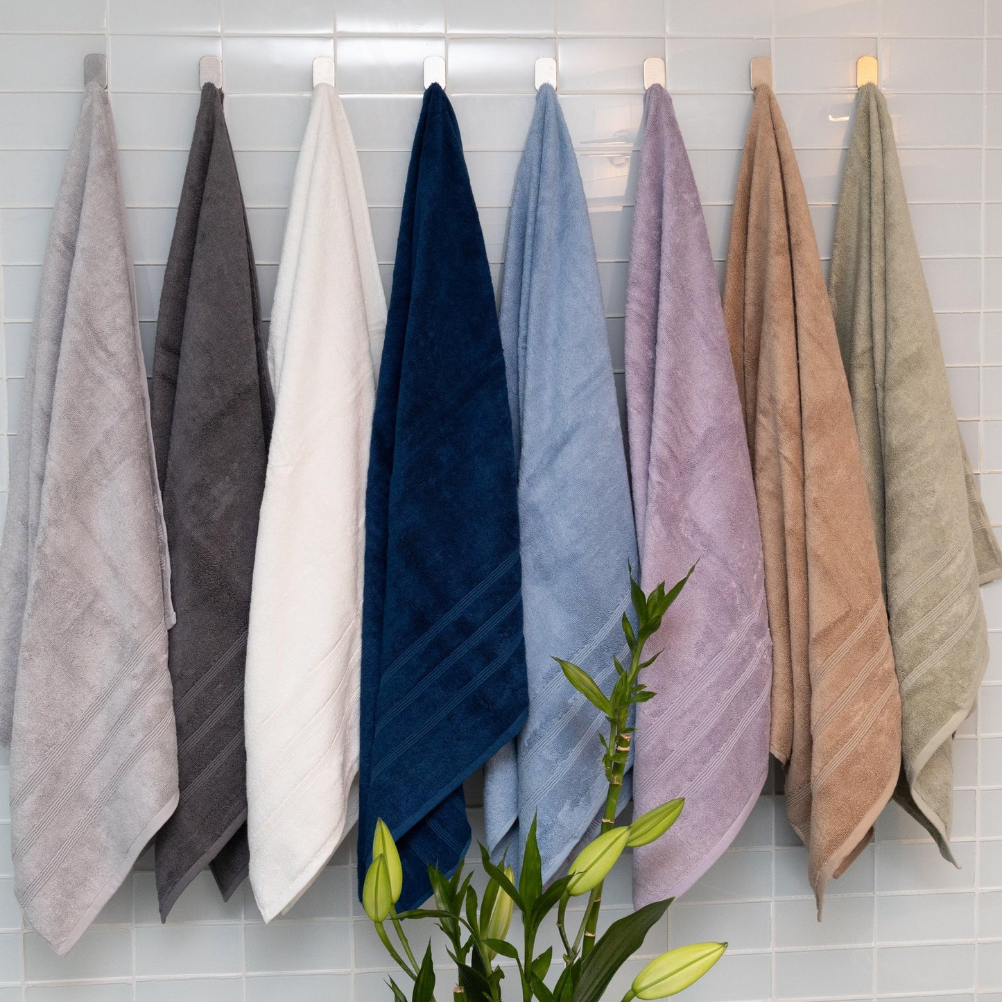 Mosobam Luxury Turkish Set of 2 Hand Towels 16X30 Allure Blue 700 GSM Bamboo Viscose & Aegean Turkish Combed Cotton