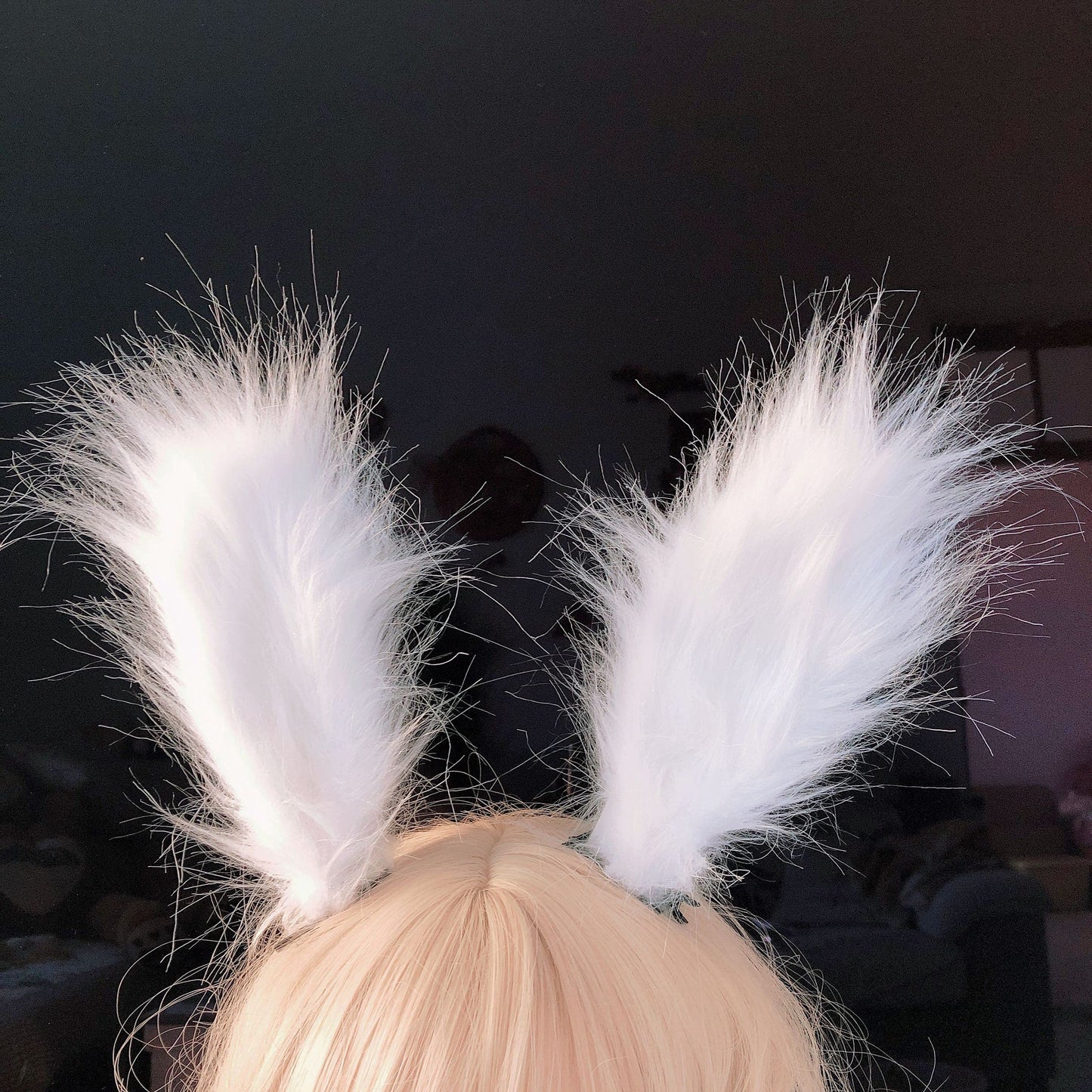 Fxaelian Cosplay White Rabbit Bunny Long Ears Headband Hairband Hair Clips Headpeice Easter Halloween Costume Party Headpiece Headwear Hair Accessories White