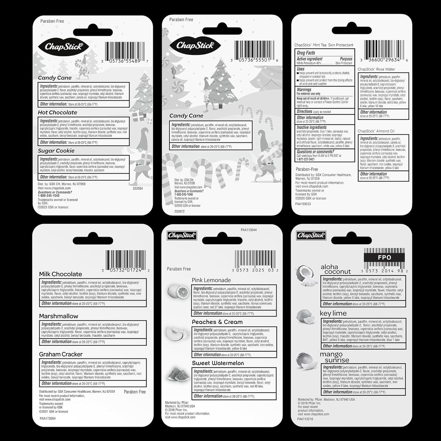 ChapStick Fan Favorites Lip Balm Multi-Pack - 6 Flavored Tubes | 0.15 Oz Each (Box of 6)