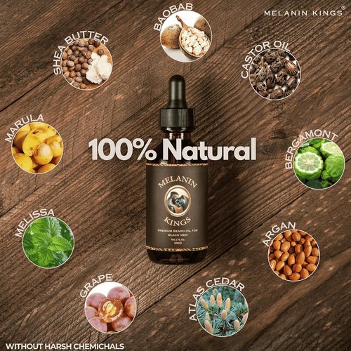 Melanin Kings Beard Oil for Black Men - 100% Natural Formula with Ancient African Ingredients - 2 Fl. Oz.