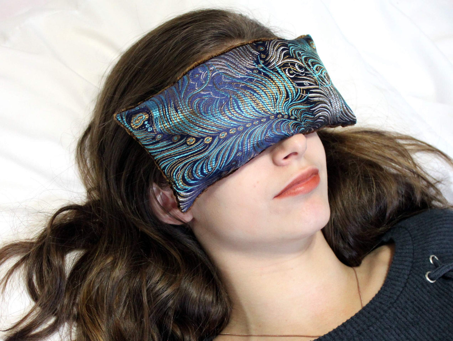 Candi Andi Handmade Luxe Serenity Eye Pillow - All-Natural Flaxseed & Lavender Scented – Weighted Eye Mask for Yoga, Meditation, Hot & Cold Therapy - Dark Turquoise - TEPL-DT