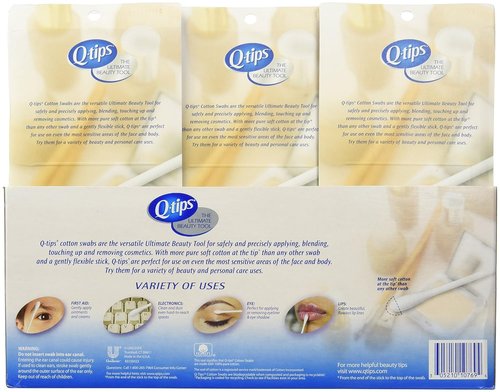 Q-tips Cotton Swabs - 3 Packs of 625 Count | Ultra Soft & Absorbent for Gentle Cleaning