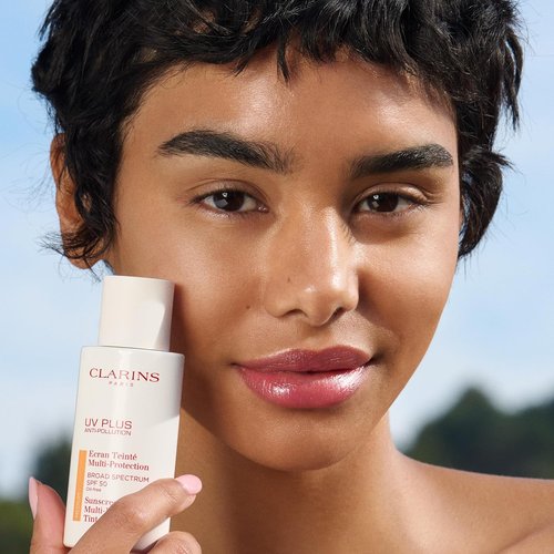 Clarins UV Plus Tinted Face Sunscreen - Broad Spectrum SPF 50 | Lightweight, Oil-Free Protection From UVA/UVB Rays