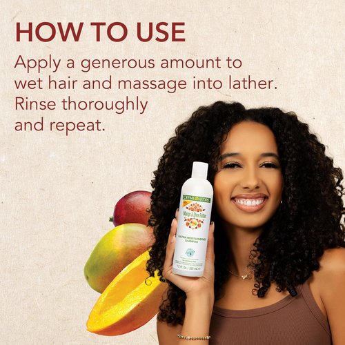Creme of Nature Mango & Shea Butter Shampoo - Ultra-Moisturizing Hydrating Cleanser for Curly Hair | 12 oz