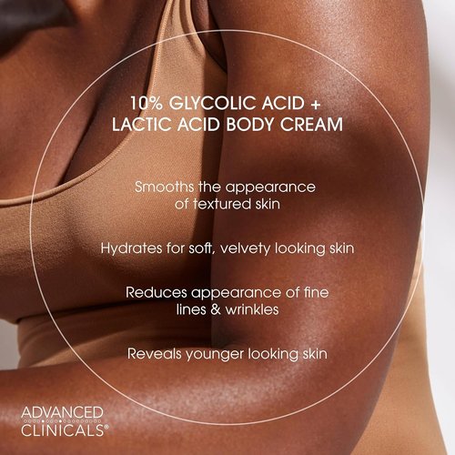 Advanced Clinicals 10% Glycolic Acid Lotion - Exfoliating Moisturizer With Hyaluronic Acid | 16 Oz AHA Cream for Smooth, Even Skin