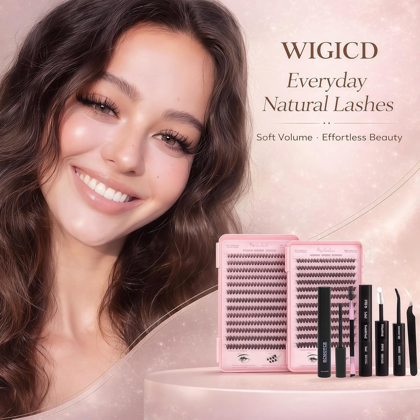 Skiennix Eyelash Clusters Kit - Fluffy Wispy Individual Lash Extensions with Bond Seal & Tweezers | 30D+40D, 9-16mm