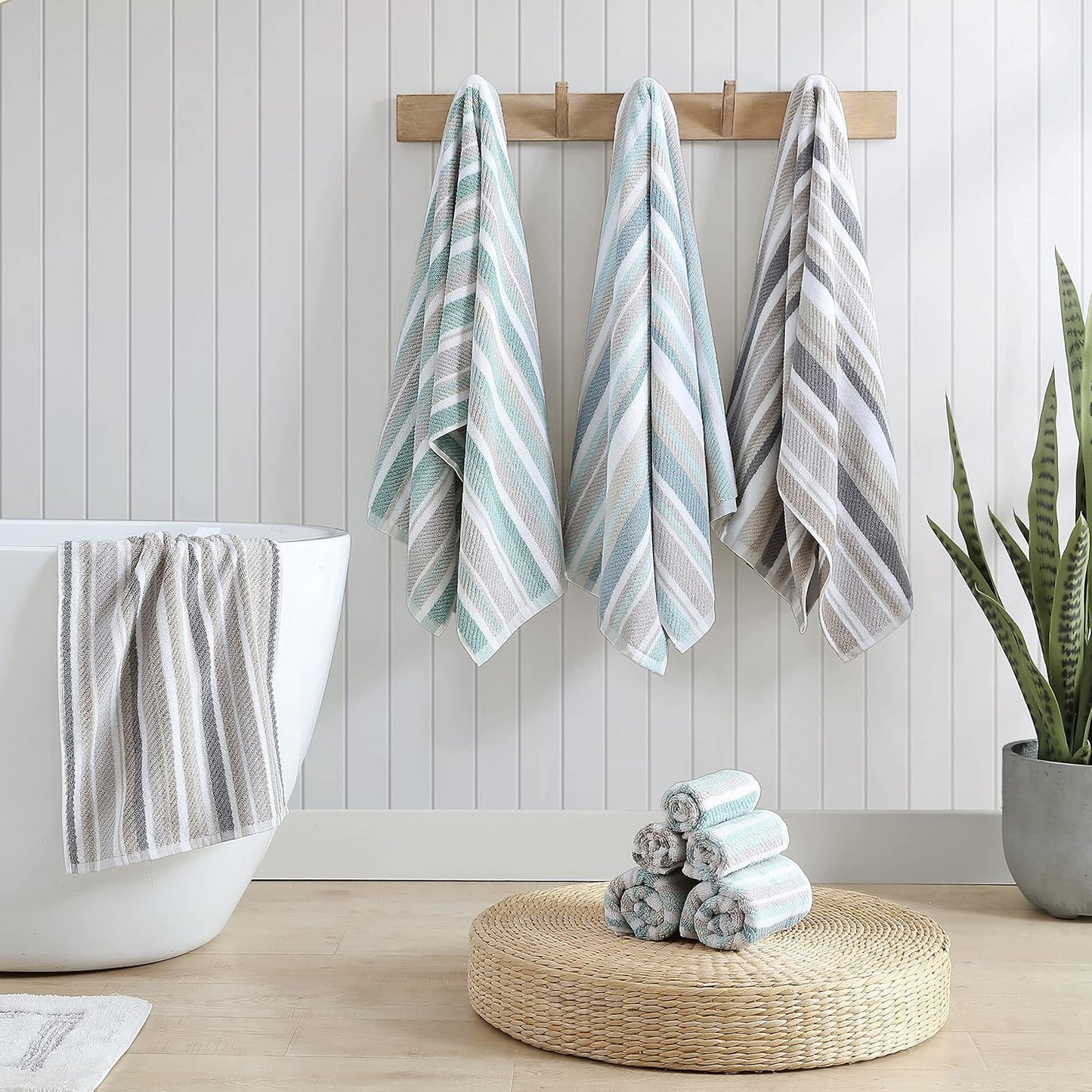 Tommy Bahama - 100% Cotton Bathroom Towel Set | Highly Absorbent & Fade-Resistant (Ocean Bay Blue, 3 Pieces)