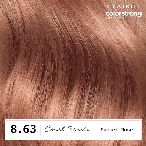Clairol ColorStrong Permanent Hair Dye - Ammonia-Free, 100% Gray Coverage, 8.63 Sunset Rose