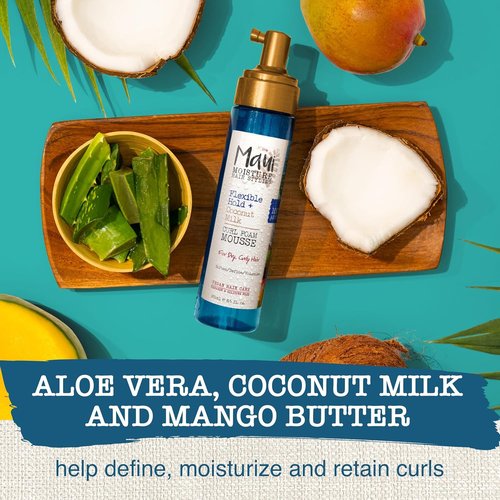 Maui Moisture Curl Foam Mousse - Flexible Hold Coconut Milk Formula for Curly Hair, 8.5oz | No Drying Alcohols, Parabens, or Silicone