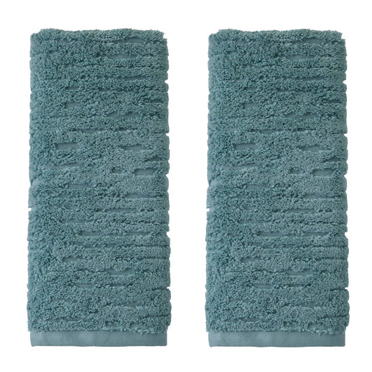 SKL Home CloudSoft Cotton Luxury Hand Towel 2pc Set for Bath/Kitchen/Bar & Gift, Teal