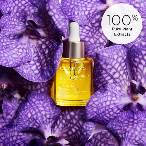 Clarins Face Treatment Oil Bundle - Hydrating Blue Orchid & Purifying Lotus Oils for All Skin Types
