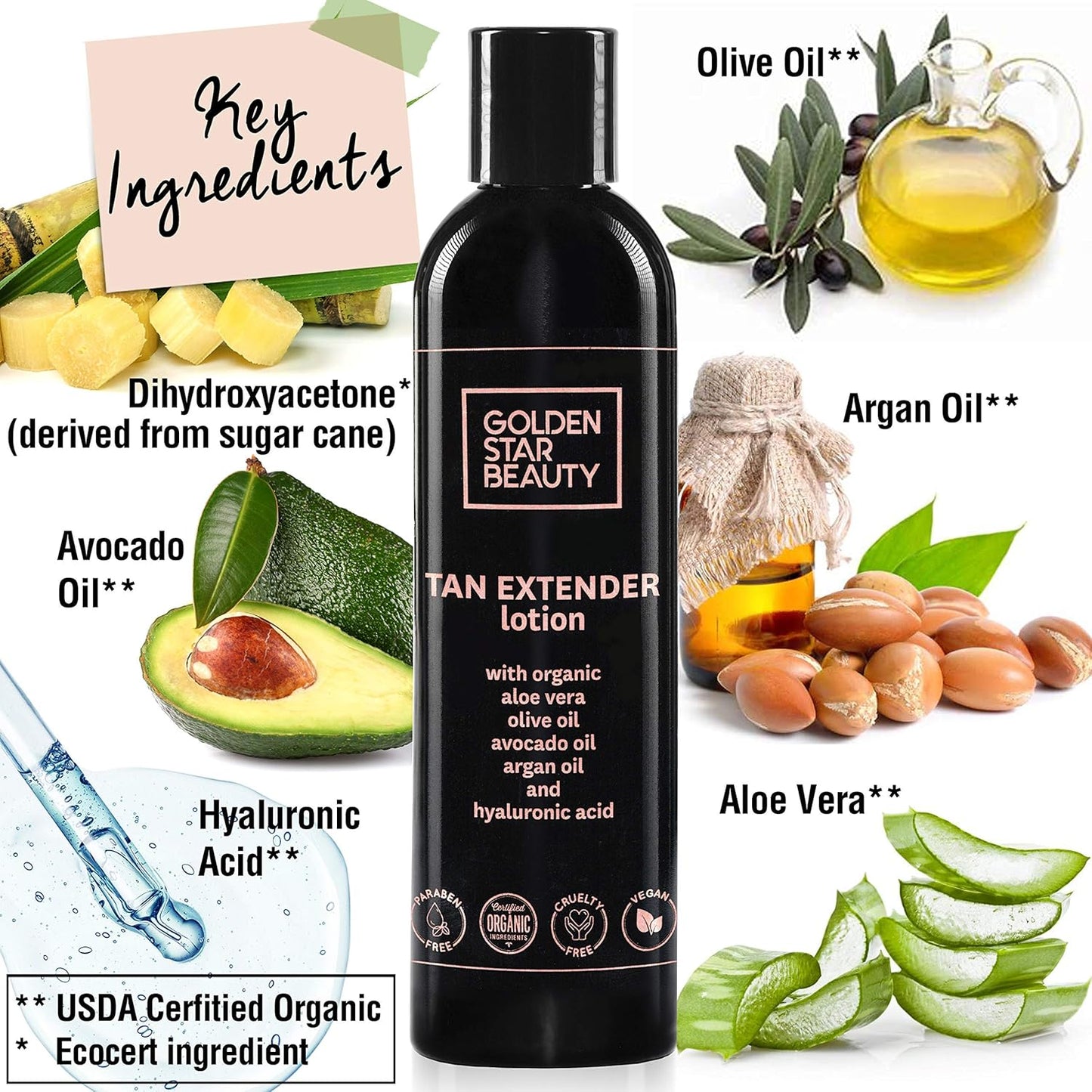 Tan Extender Daily Moisturizer by [Brand Name] - Organic Oils & Hyaluronic Acid for Longer Lasting Tan | 8.0 fl. oz.