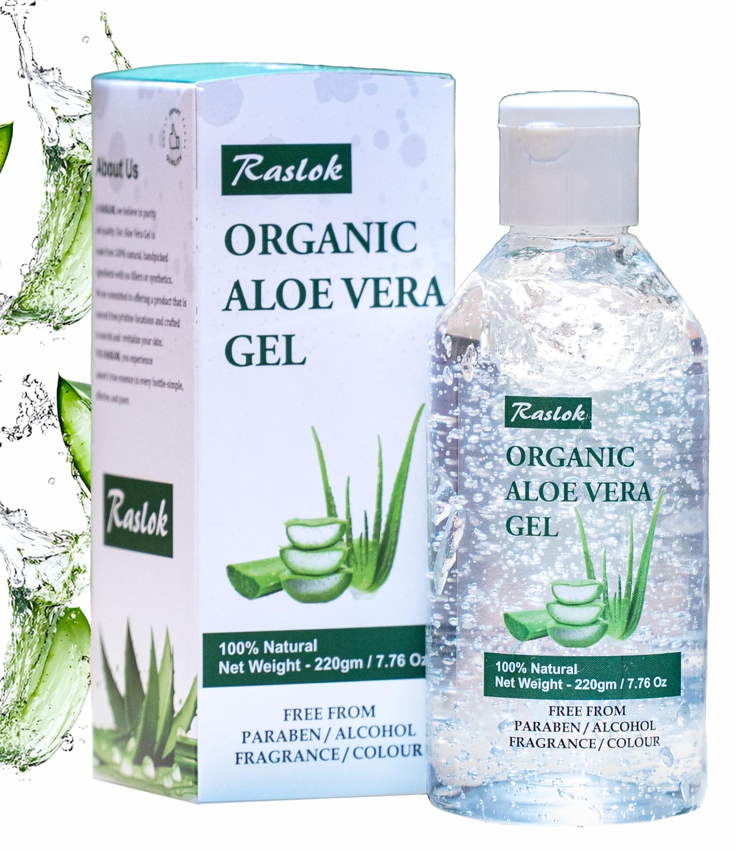 Raslok Aloe Vera Gel | 100% Pure Natural Aloe Gel For Moisturizing Face Skin & Hair Care,Durable Moisturizing Hydrating Soothing, Non-Sticky (7.76 OZ)