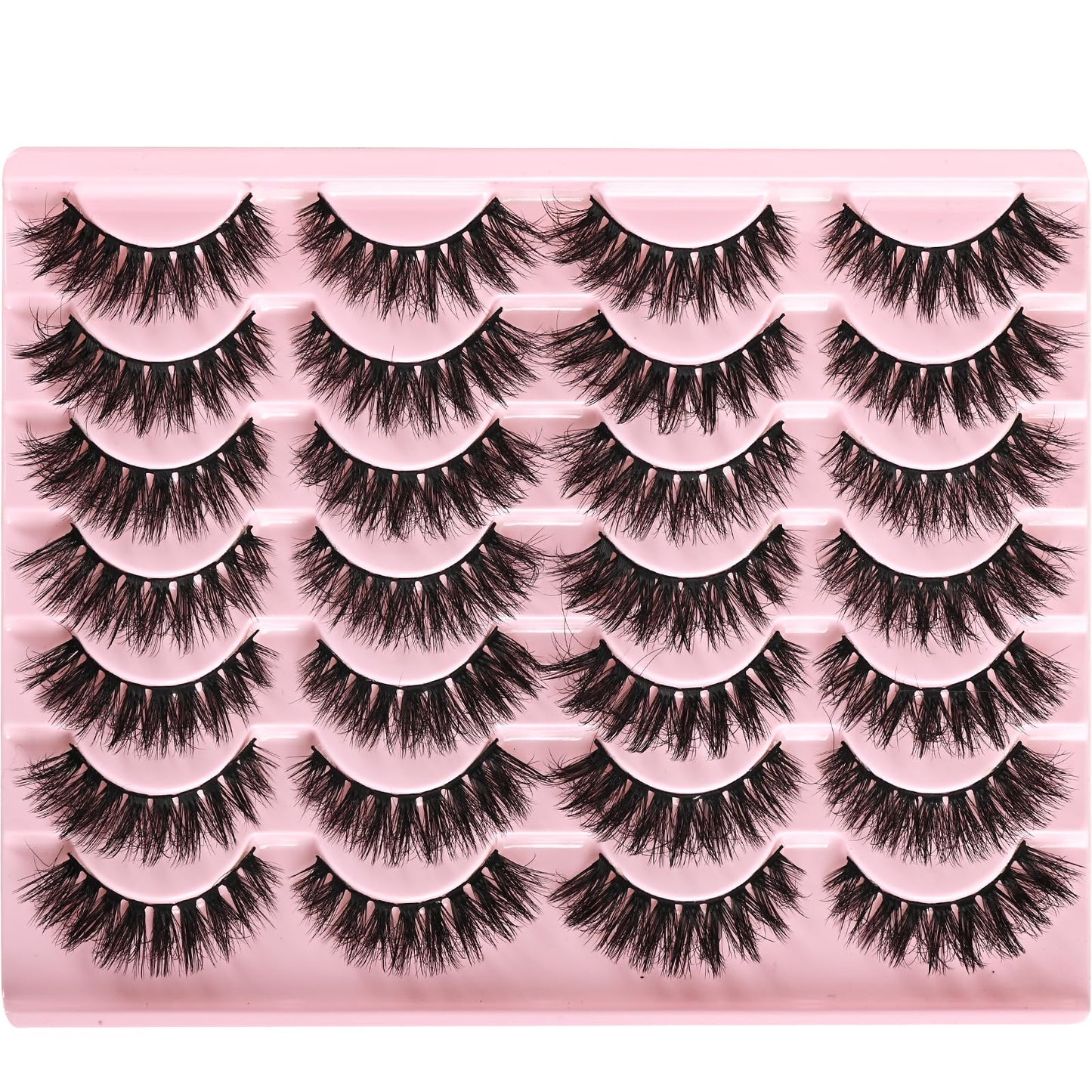 FARRED Wispy Lashes Hybrid Mink Eyelashes 14 Pairs Short Cat Eye Natural Fluffy False Eyelashes Faux Mink Strip Eye Lashes Pack for Daily Makeup (F18 | 8-14 mm)