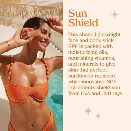 Kopari Sun Shield Sunscreen Stick SPF 40 - Sheer, Sweat & Water Resistant | 1oz with Vitamin E