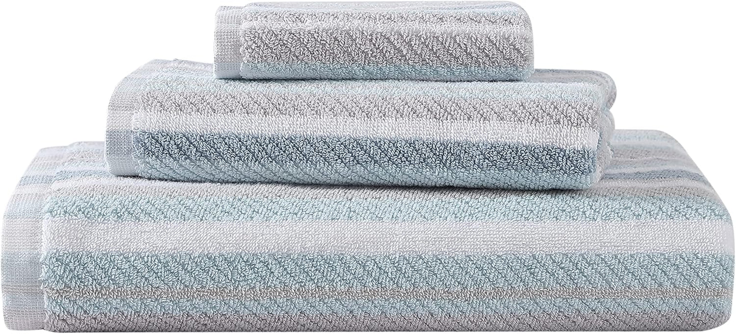 Tommy Bahama - 100% Cotton Bathroom Towel Set | Highly Absorbent & Fade-Resistant (Ocean Bay Blue, 3 Pieces)