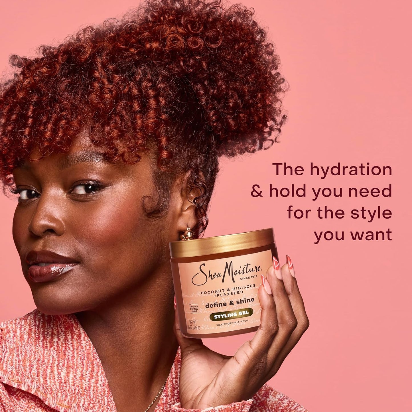 SheaMoisture Define & Shine Styling Gel - Hydrating Flaxseed & Coconut Formula | 15 oz Paraben-Free Frizz Control