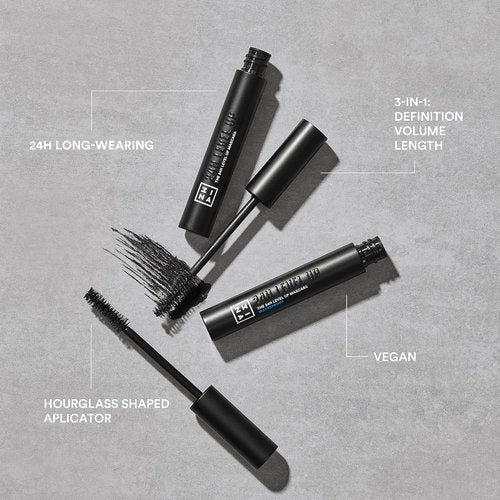 3INA The 24H Level Up Mascara - Intense Black Volume & Length with Hourglass Brush - Vegan & Cruelty-Free | 0.27 oz